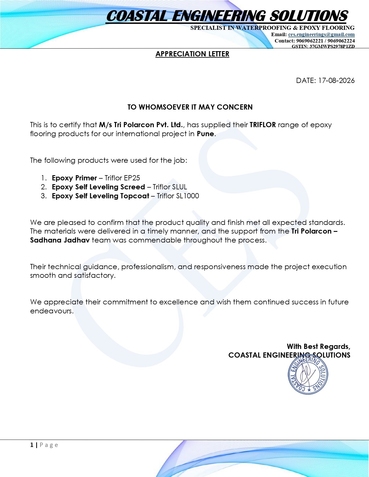 Appreciation Letter a263