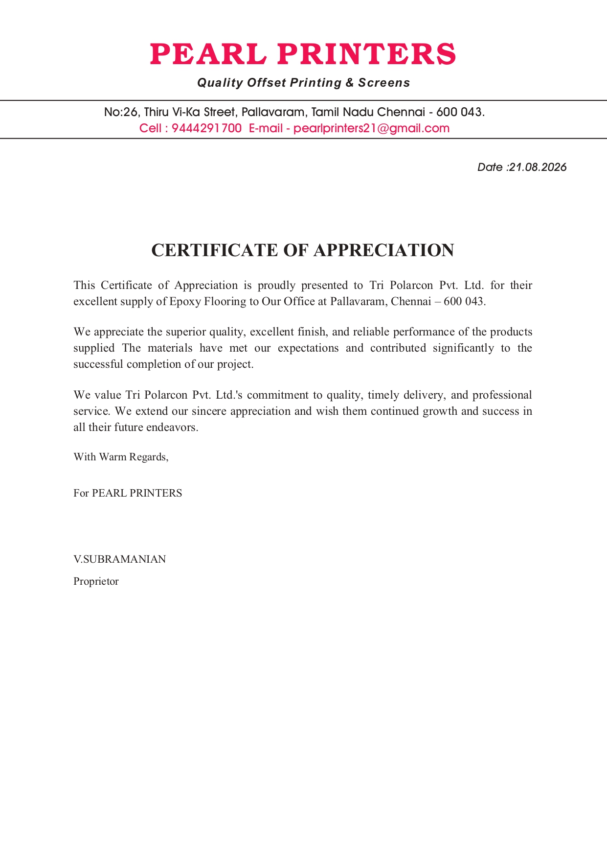 Appreciation Letter ab210