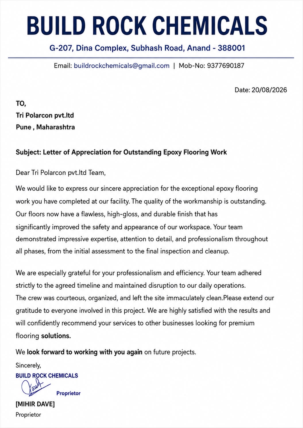 Appreciation Letter ab213