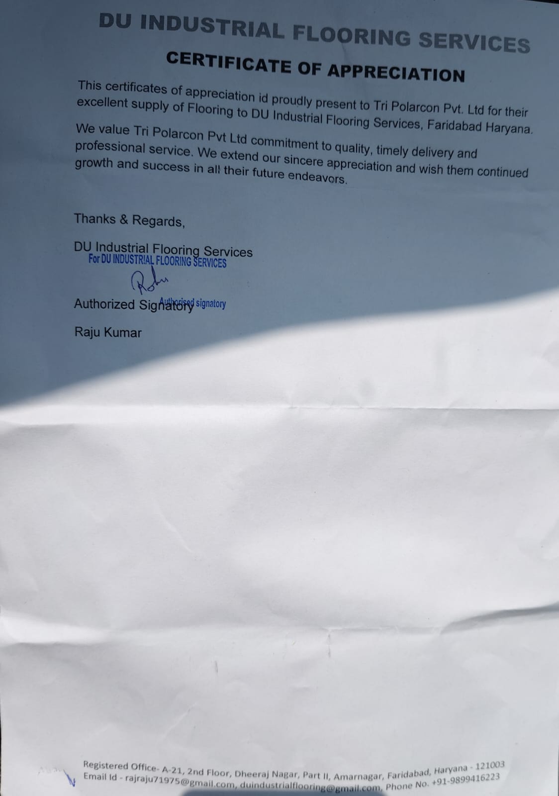 Appreciation Letter ab234